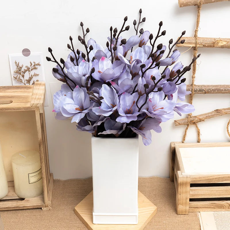 High Quality Artificial Bouquet Magnolia Christmas Home Decoration Fake Floral Wedding Arrangement DIY Party Vase Accessories