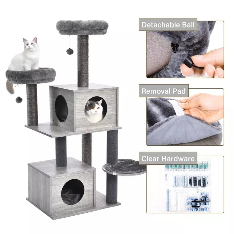 Canada Hot Sale Cat Tree Tower With Two Condos Scratching Post For Large Cats