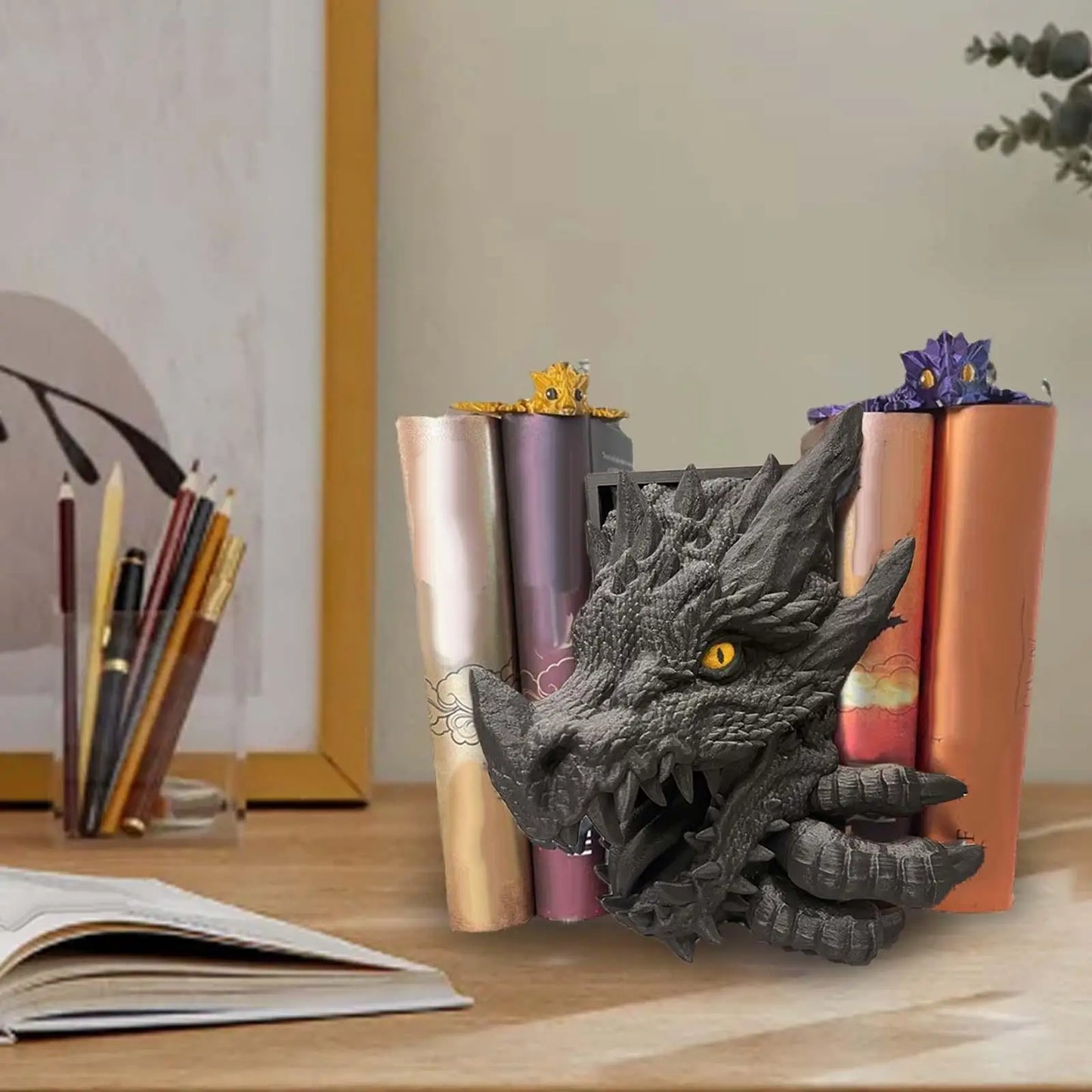 Dragon Statue Sculpture Bookend Book Support for Entrance Bar Living Room