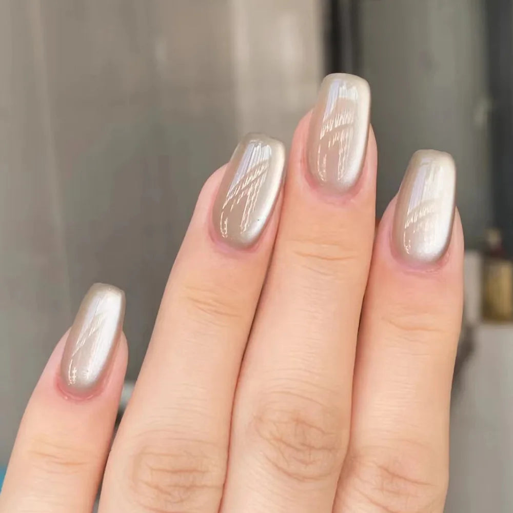 24Pcs Gradient Pink Fake Nail Simple Mid-length Ballet False Nails with Square Head Design Press on Nails Full Cover Nail Tips