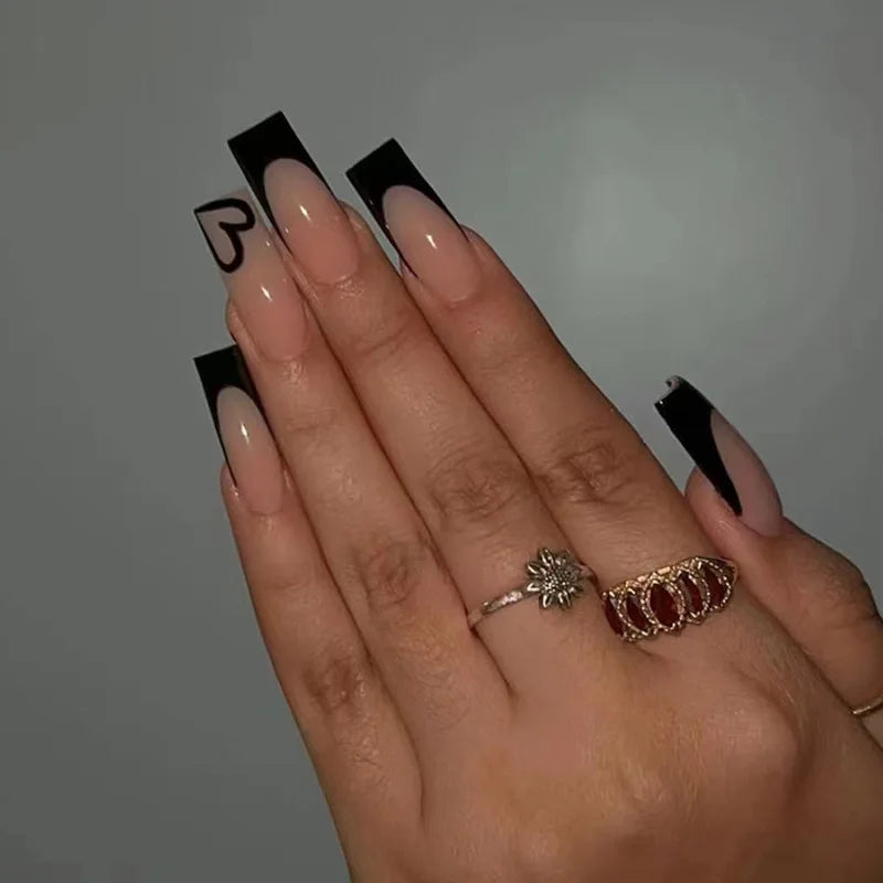 24Pcs Leopard Print Design False Nails with Bow Rhinestone Long Square Press on Nails Wearable French Ballet Fake Nail Tips
