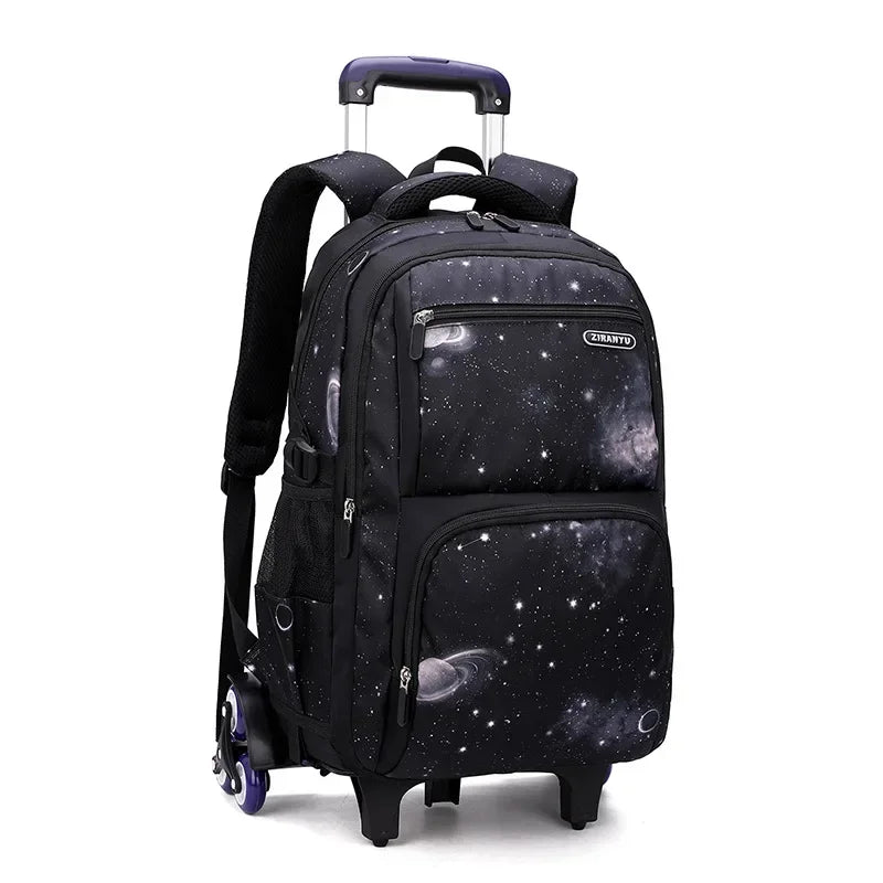 Kids School Bag With Wheels Rolling Backpack for Boy Wheeled School Bag 6 Wheels Trolley Bookbag Carry on Luggage with Lunch Bag