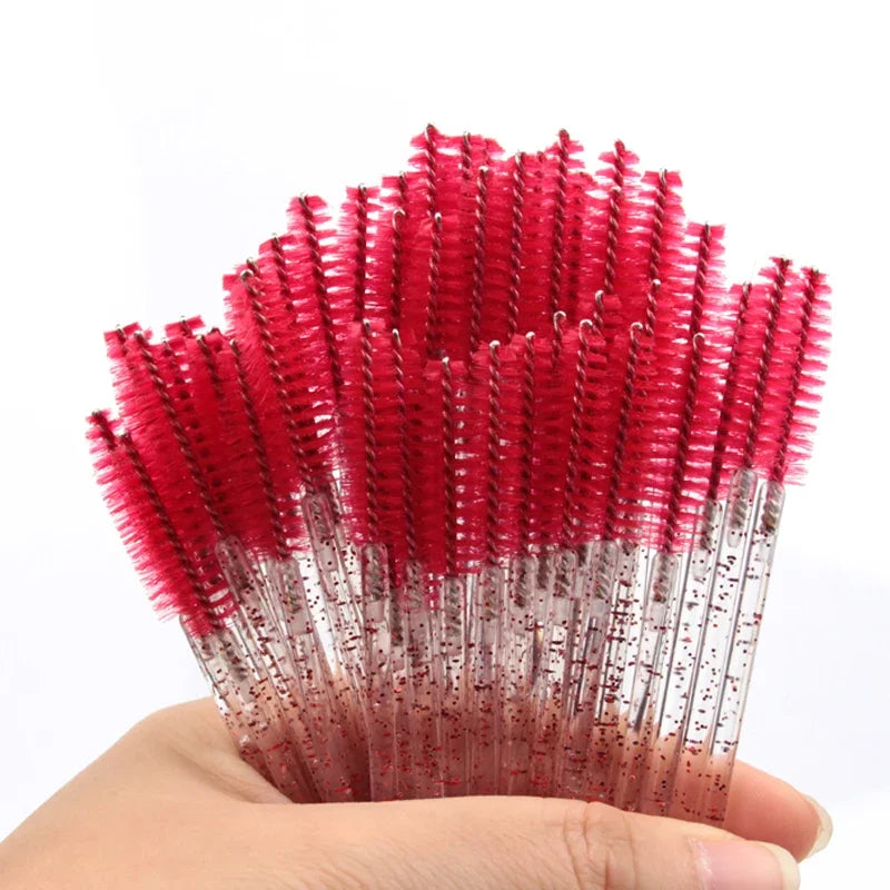 HOT 5/25/50pcs Lashes Brush Wholesale Mascara Wands Applicator Crystal Eyelash Brushes False Eyelashes Extensions Makeup Tools