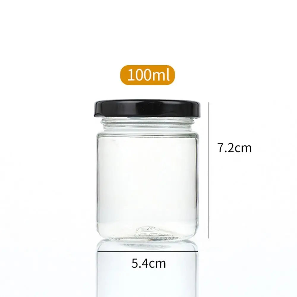 1Pcs with Black Airtight Lids Glass Jar Kitchen Round Mason Jar Food Storage 100ml 150ml 195ml 240ml Canning Containers