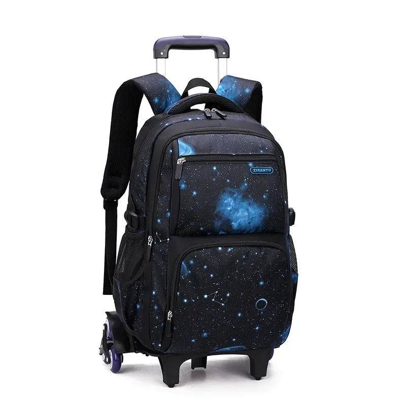 Kids School Bag With Wheels Rolling Backpack for Boy Wheeled School Bag 6 Wheels Trolley Bookbag Carry on Luggage with Lunch Bag