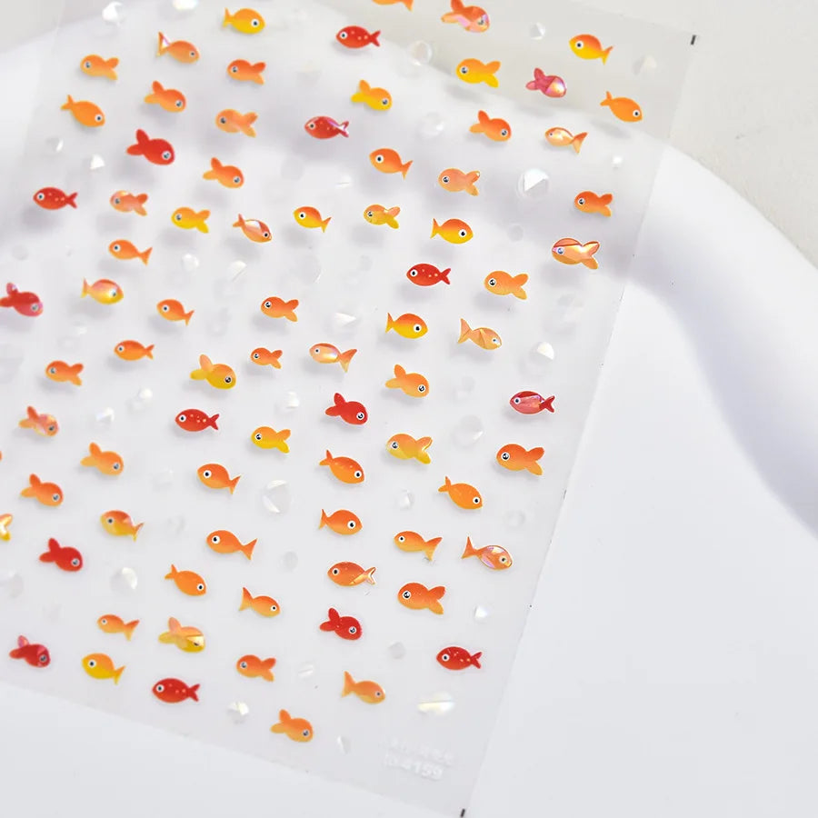 1Sheet Shell Light Nail Sticker 5D Cute Jelly Dream Water Bubble Dolphin Sticker Press On Nails Japanese Nail Decorations Decals