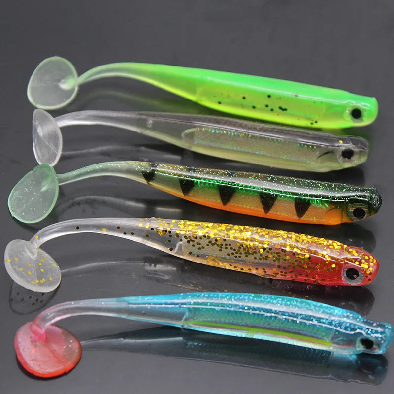 2pcs/lot 7cm/9cm 2g/5g Wobbler Fishing Lure Rainbow Shiner Bait T Tail Bionic Soft Silicon Artificial Realistic Fishing Tackle