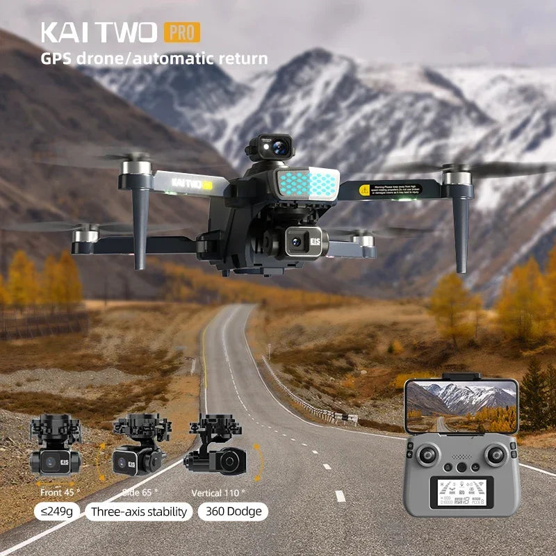 Kai 2 Pro Drone 2024 Latest Model with 4K Camera 360 Laser Obstacle Avoidance GPS Brushless Motor Foldable Functionality