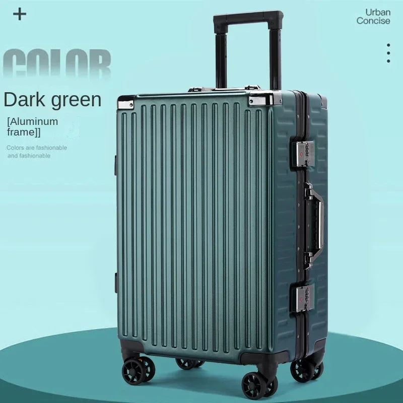 Suitcase Aluminum Frame Trunk Waterproof Man Bag Can Sit Cabin Suitcase 20 inch Female Carry-on Boarding Password Trolley Case