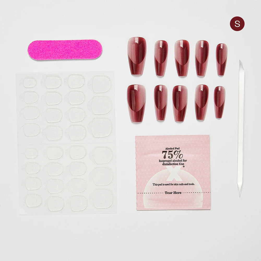 10PCS Chinese Bamboo Long Press on Nails Poetry Painting Design Fake Nails Set Reusable Full Cover Acrylic Nails Art for Women