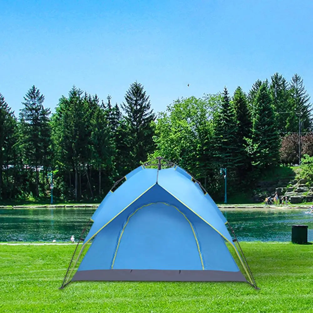 2-3 Person Dual-Layer Hydraulic Automatic Tent - Easy Setup Outdoor Camping Shelter in Blue